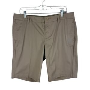 Lands' End NWT Tan Bermuda Magna Ready High Rise Uniform Shorts Size 14